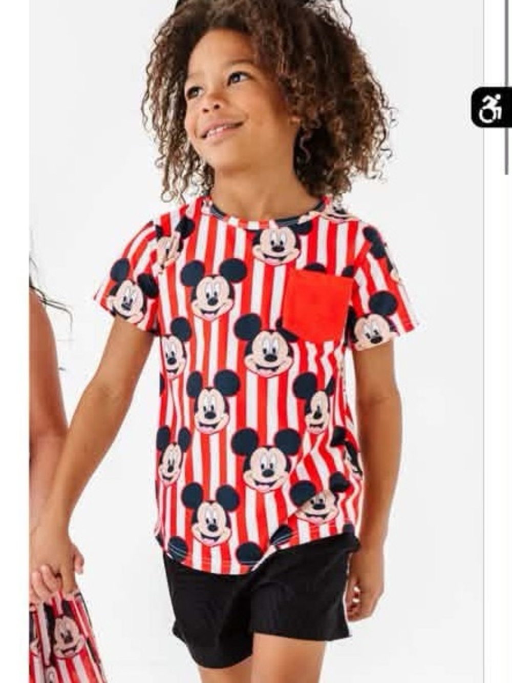 Disney Mickey Mouse Red Stripe Pocket Tee - Kids